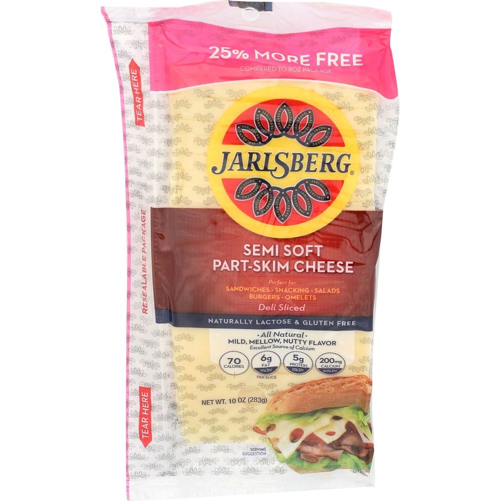 Jarlsberg Semi Soft Part Skim Swiss Cheese Slices, 10 Ounce -- 12 per case