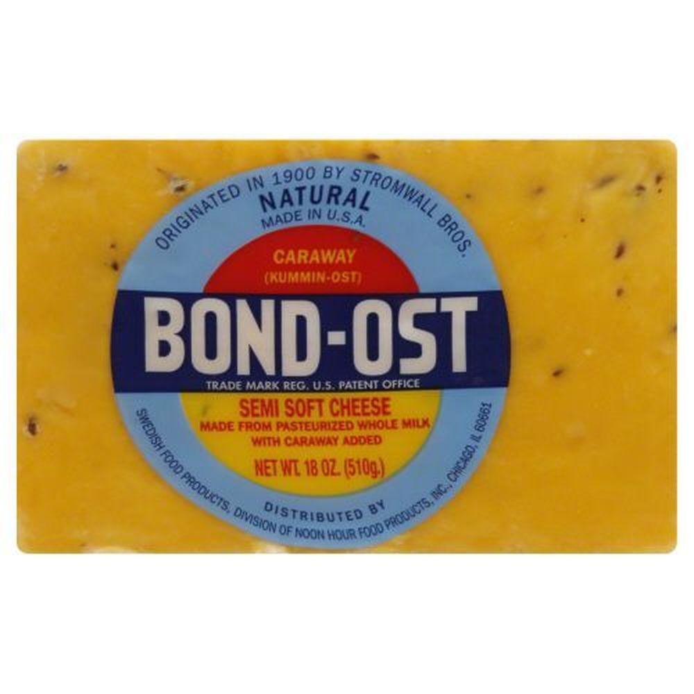 Bond Ost Semi Soft Cheese Halves with Caraway, 18 Ounce -- 12 per case