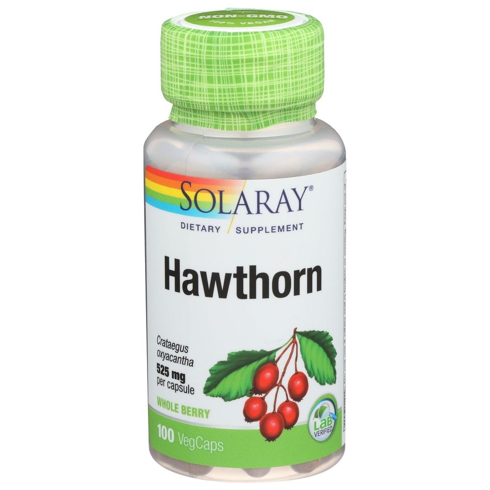 Solaray Hawthorn Whole Berry 525 Mg VegCaps, 100 count