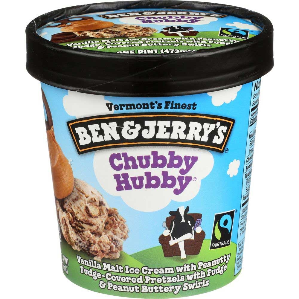Ben and Jerrys Chubby Hubby Ice Cream, 1 Pint -- 8 per case.