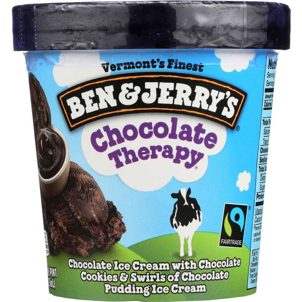 Ben and Jerrys Chocolate Therapy Ice Cream, 1 Pint -- 8 per case.