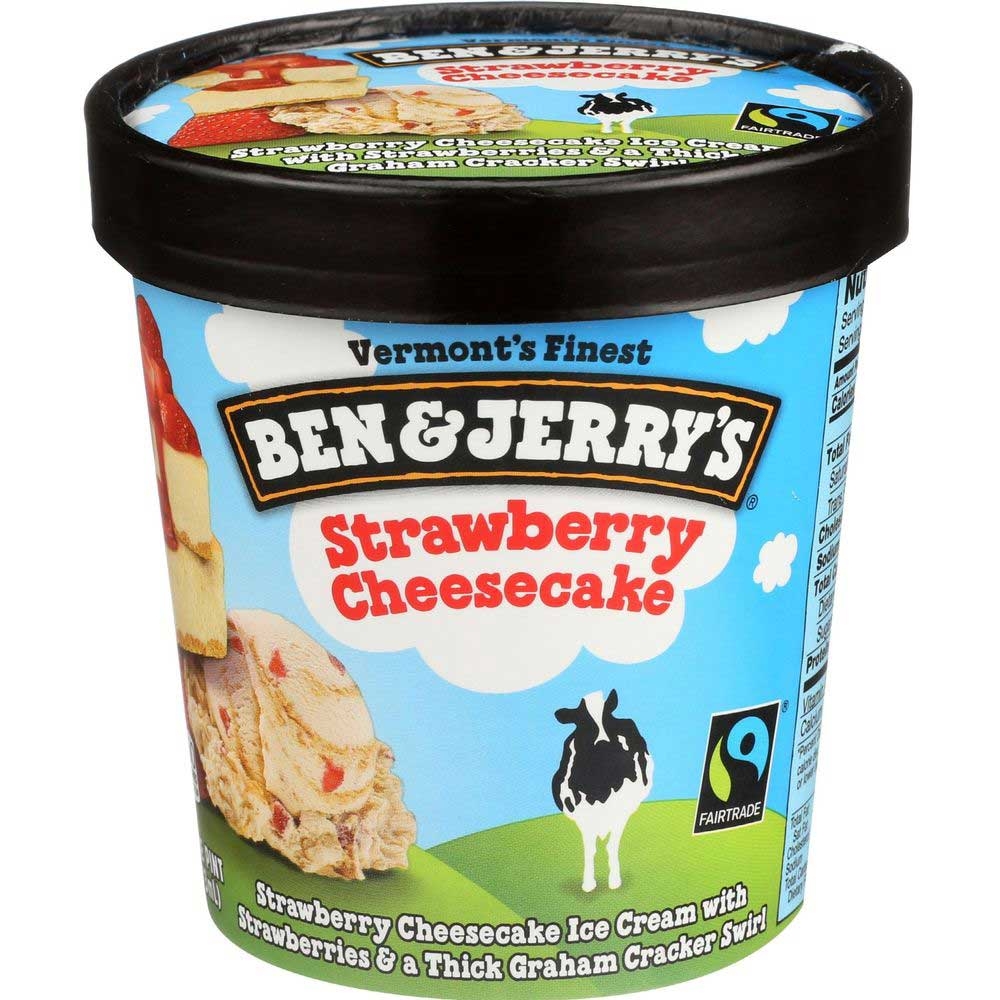 Ben and Jerrys Strawberry Cheesecake Ice Cream, 1 Pint -- 8 per case.