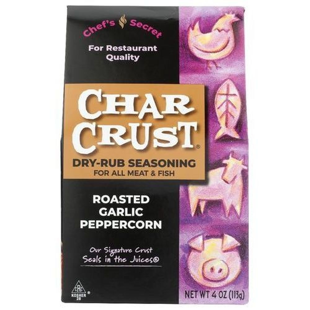 Char Crust Roasted Garlic Peppercorn Dry-Rub Seasoning, 4 Ounce -- 6 per case