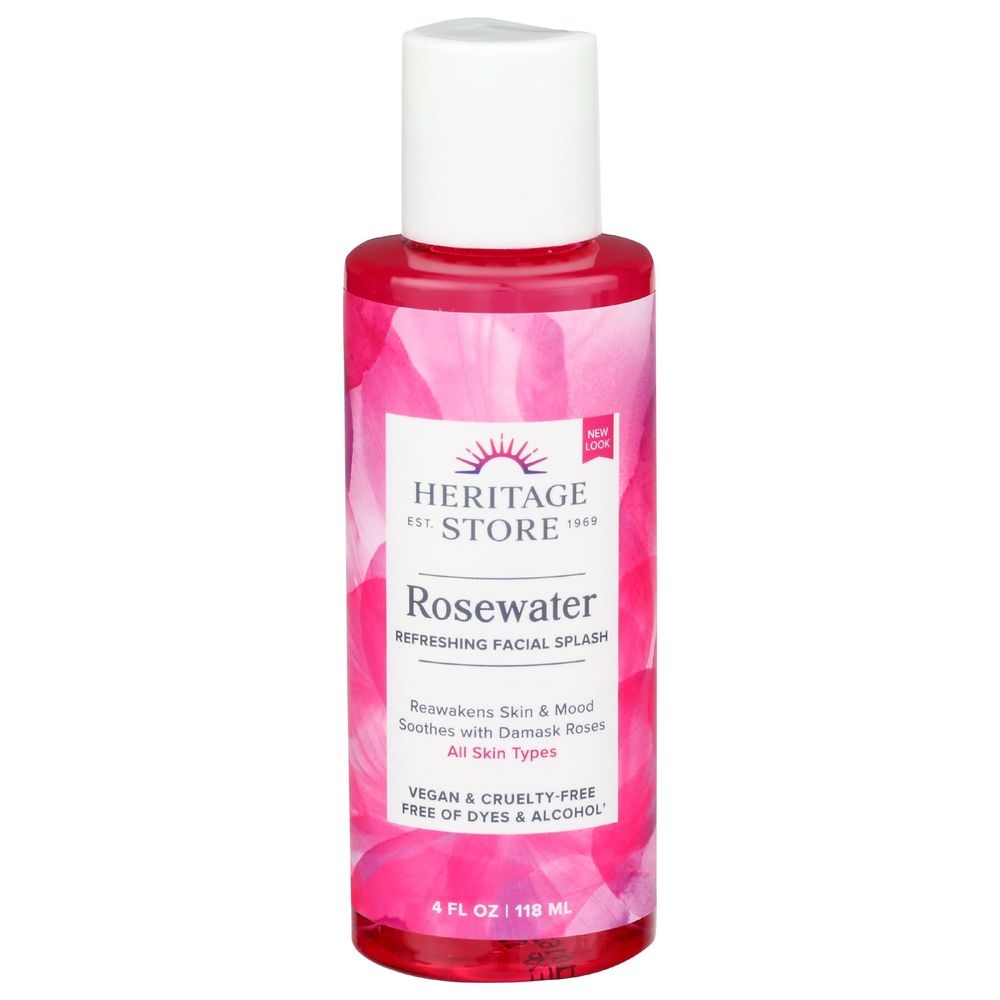 Heritage Store Rosewater Refreshing Facial Splash, 4 Ounce