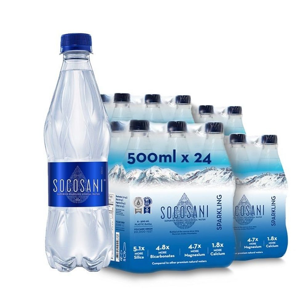 Socosani Sparkling Mineral Water, 500 Milliliter -- 24 per case