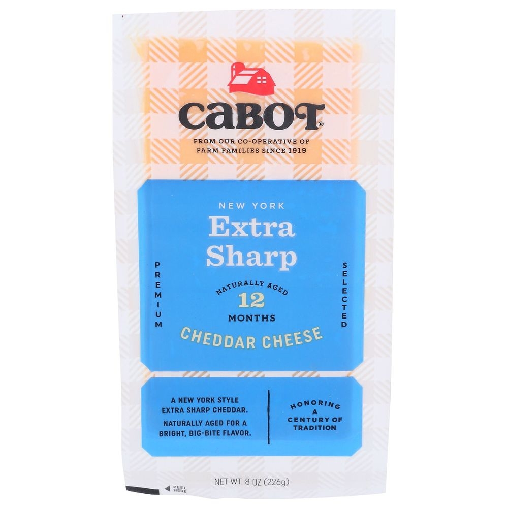 Cabot Creamery New York Extra Sharp Cheddar Cheese, 8 Ounce -- 12 per case