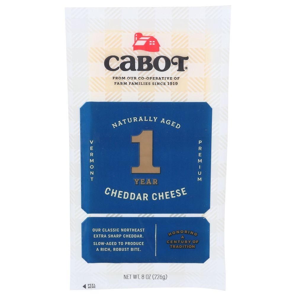 Cabot 1 Year Extra Sharp White Cheddar Cheese Bar, 8 Ounce -- 12 per case