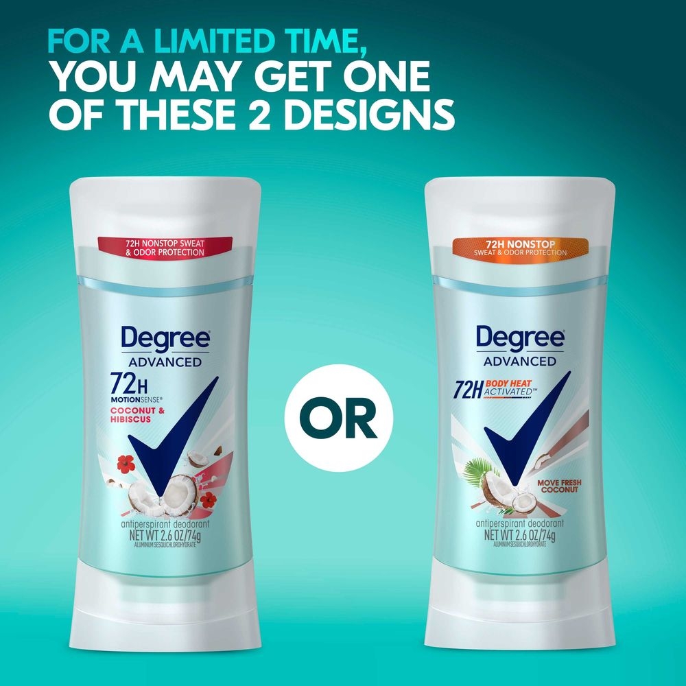 Degree Advanced 72H MotionSense Coconut and Hibiscus Antiperspirant Deodorant for Women, 2.6 Ounce -- 12 per case