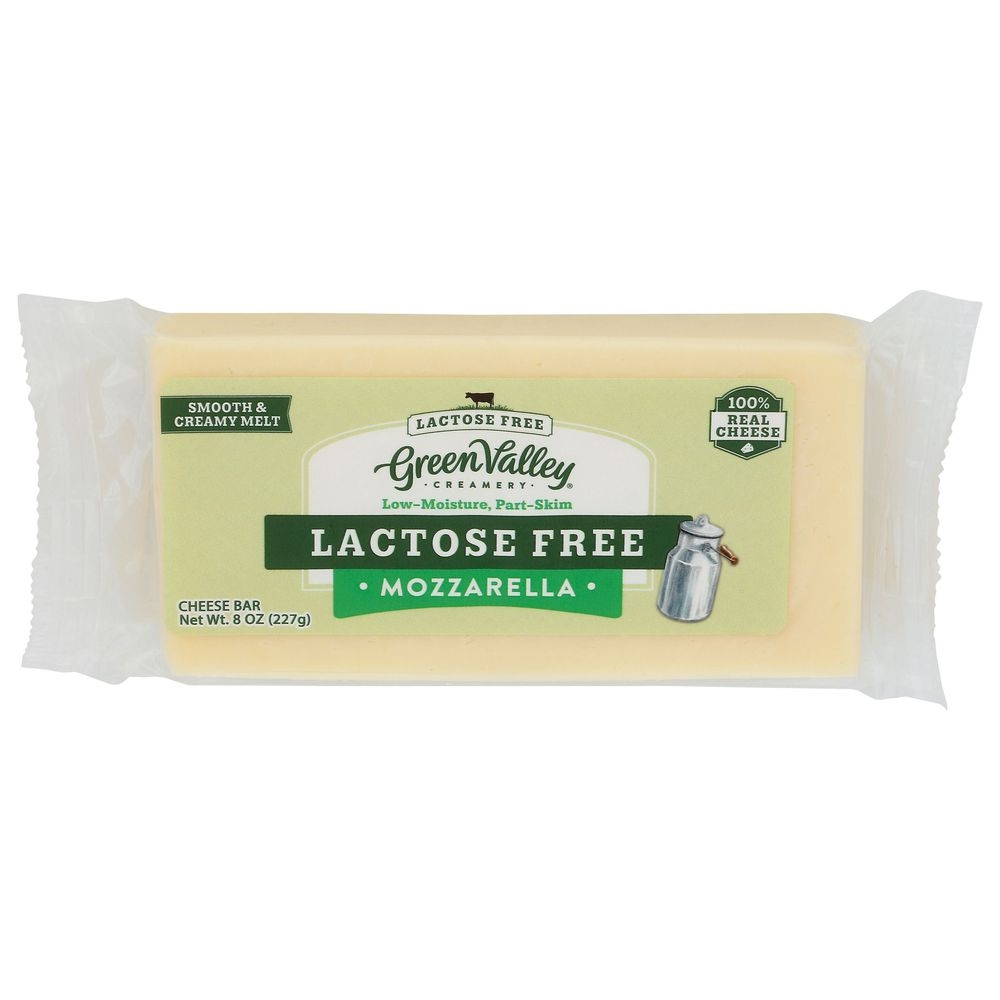 Green Valley Creamery Lactose Free Mozzarella Cheese Bar, 8 Ounce -- 12 per case