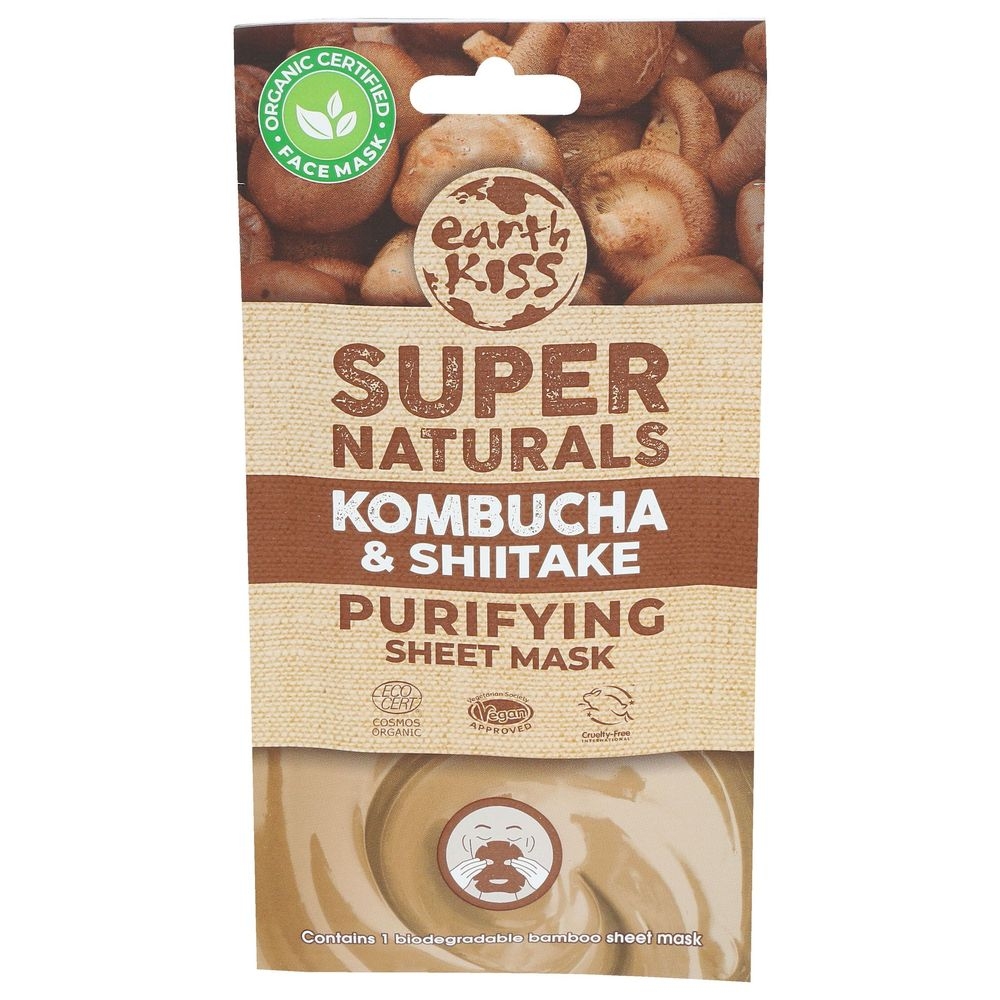 Earth Kiss Super Naturals Kombucha and Shitake Purifying Sheet Mask -- 12 per case