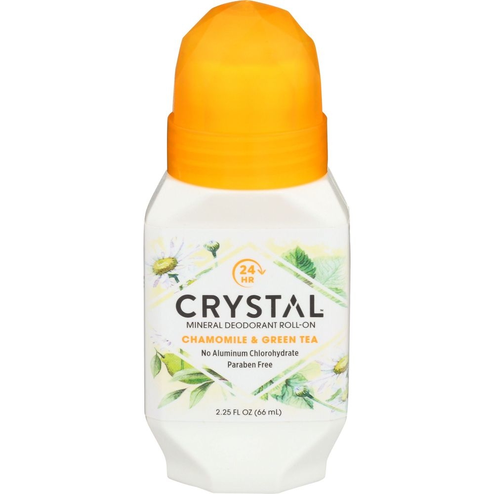 Crystal Body Deodorant Chamomile and Green Tea Mineral Deodorant Roll-On, 2.25 Ounce