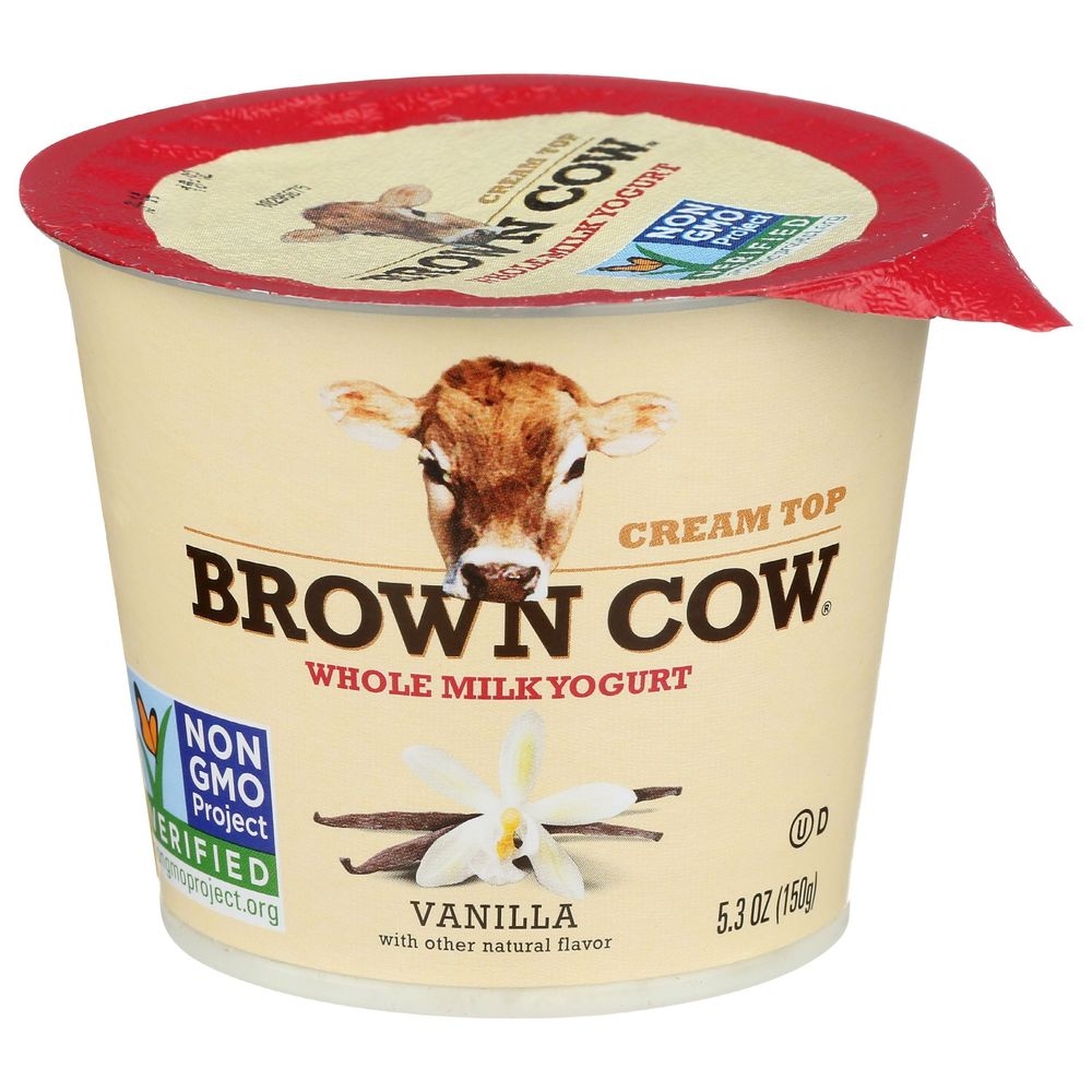 Brown Cow Vanilla Whole Milk Cream Top Yogurt, 5.3 Fluid Ounce -- 12 per case