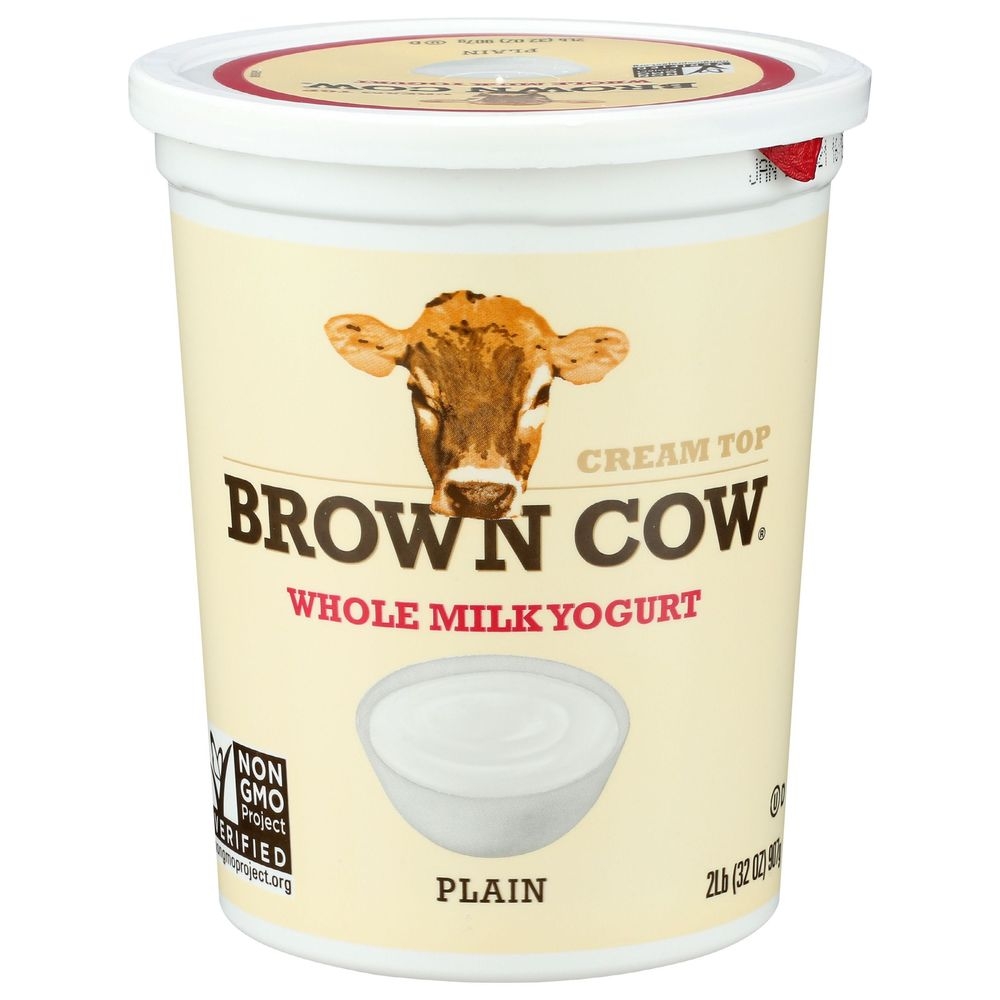 Brown Cow Plain Whole Milk Cream Top Yogurt, 32 Fluid Ounce -- 6 per case