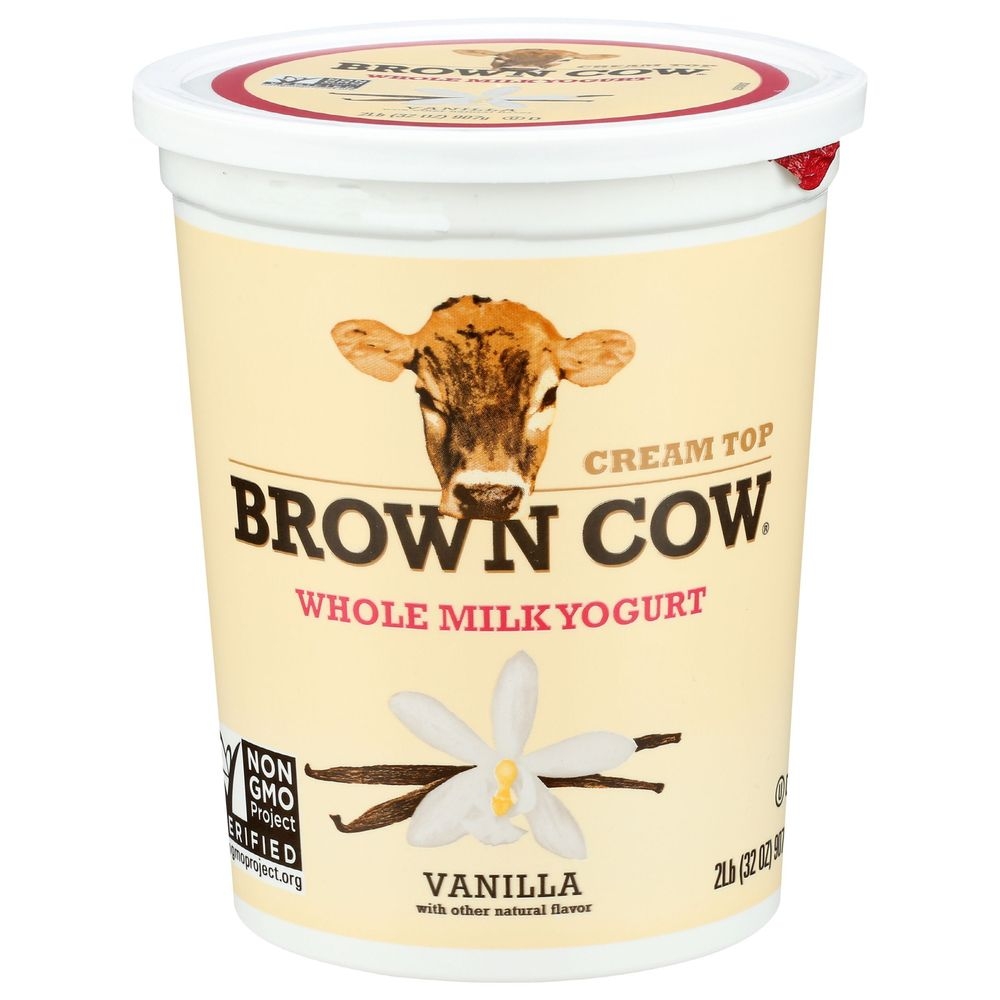 Brown Cow Vanilla Whole Milk Cream Top Yogurt, 32 Fluid Ounce -- 6 per case
