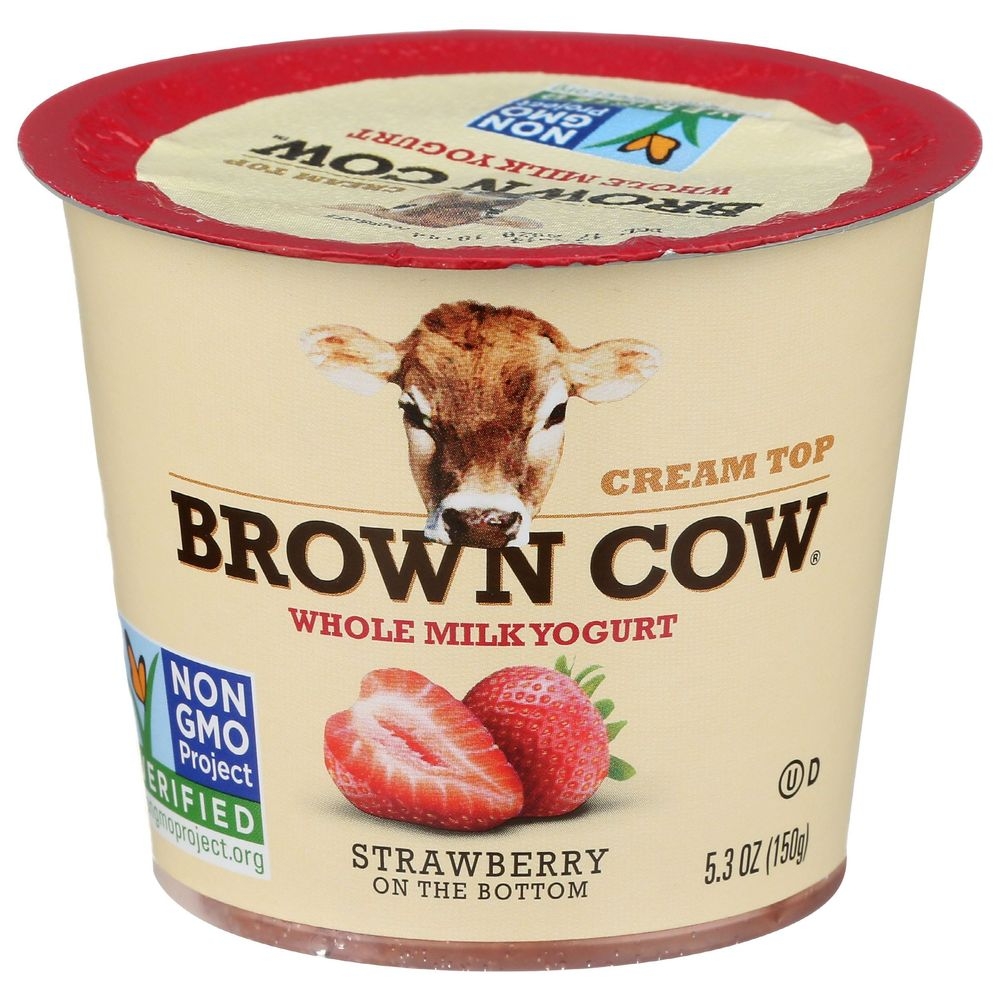 Brown Cow Strawberry Whole Milk Cream Top Yogurt, 5.3 Fluid Ounce -- 12 per case