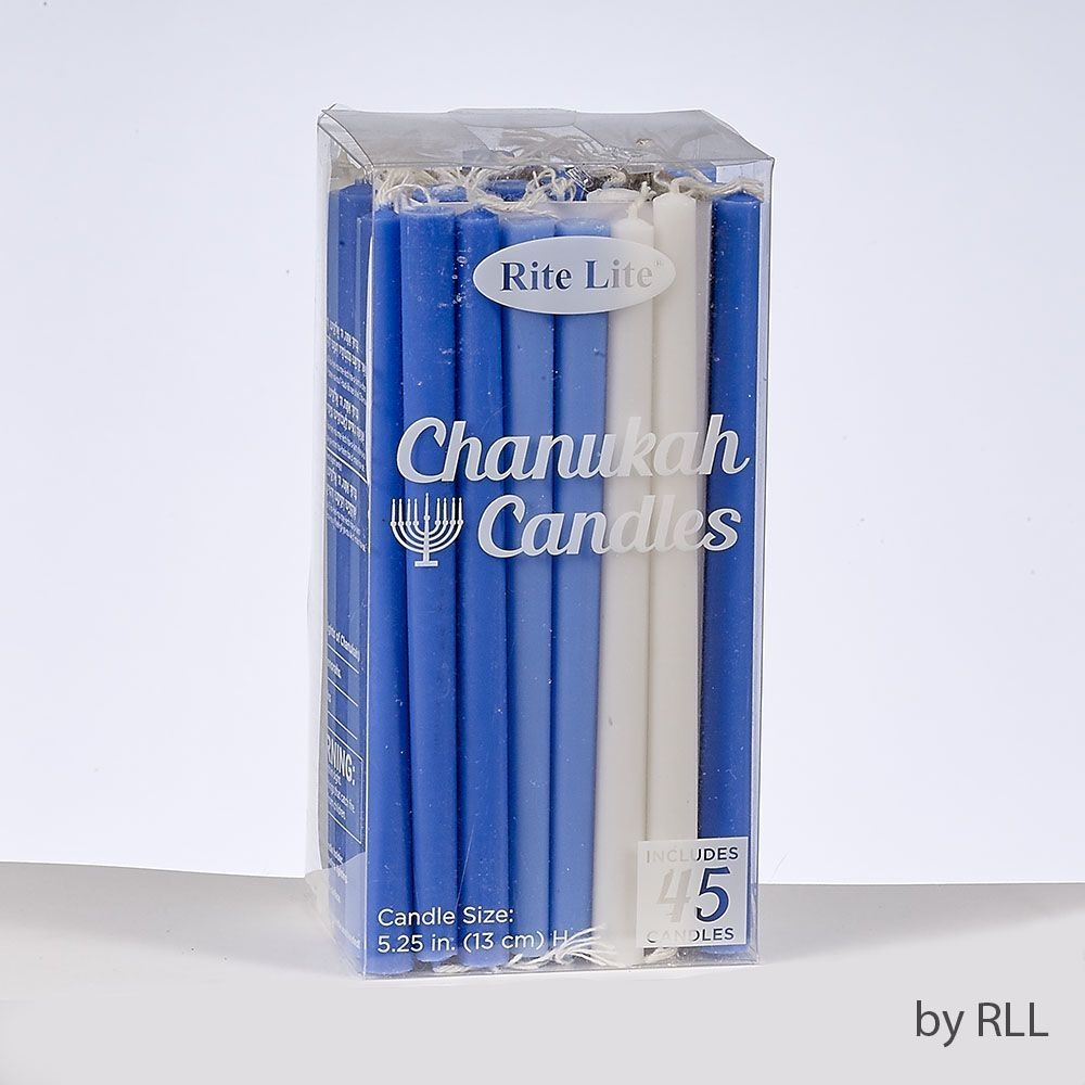 Rite Lite Deluxe Chanukah Candle - Assorted Blue Light Blue and White, 45 count -- 12 per case