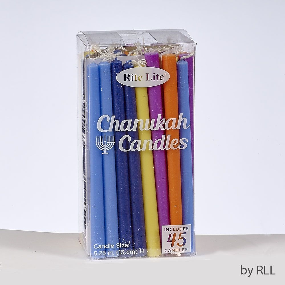 Rite Lite Premium Chanukah Candle - Assorted Color, 45 count -- 12 per case