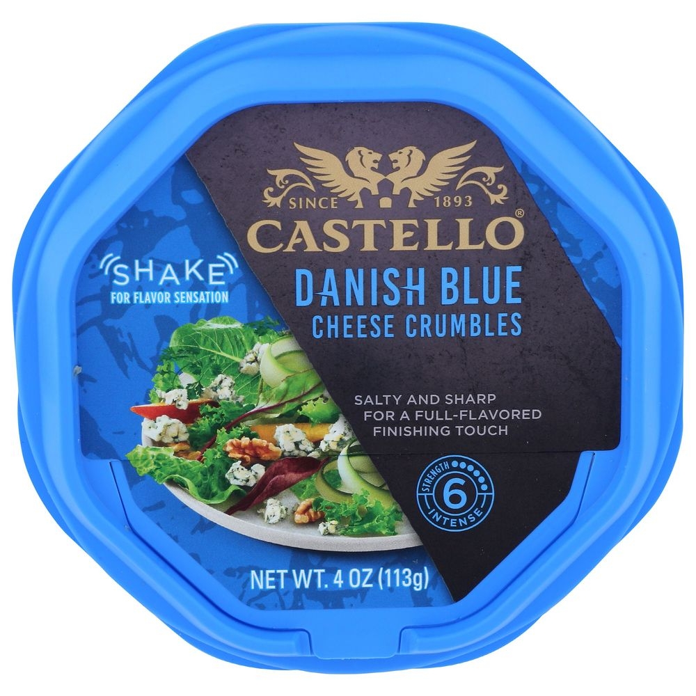 Castello Danish Blue Cheese Crumbles, 4 Ounce Cup -- 6 per case