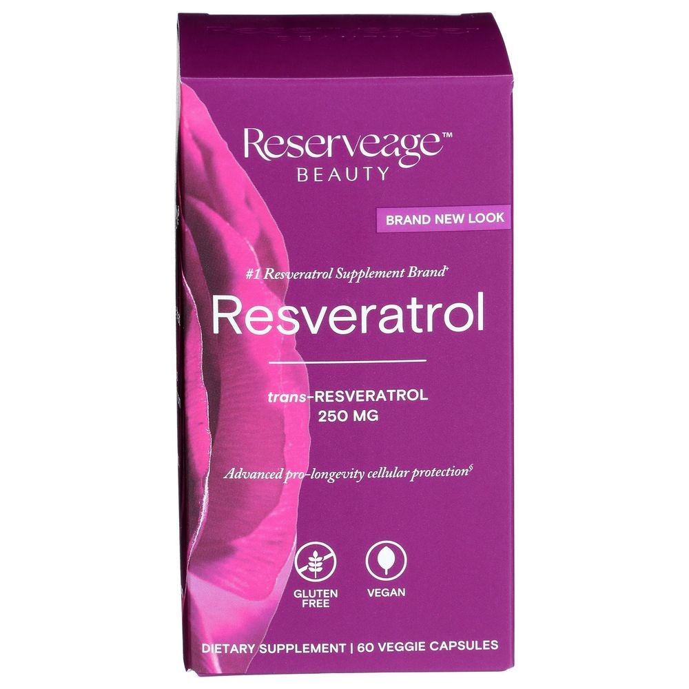 Reserveage Resveratrol 250mg Dietary Supplement Veggie Capsules, 60 count