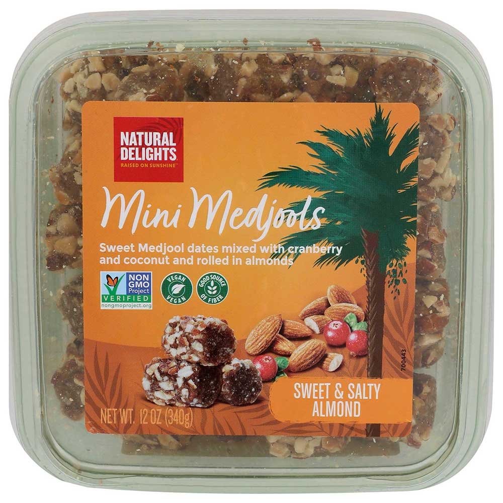 Bard Valley Natural Delights Mini Medjool Dates Rolled in Sweet and Salty Almonds, 12 Ounce -- 12 per case