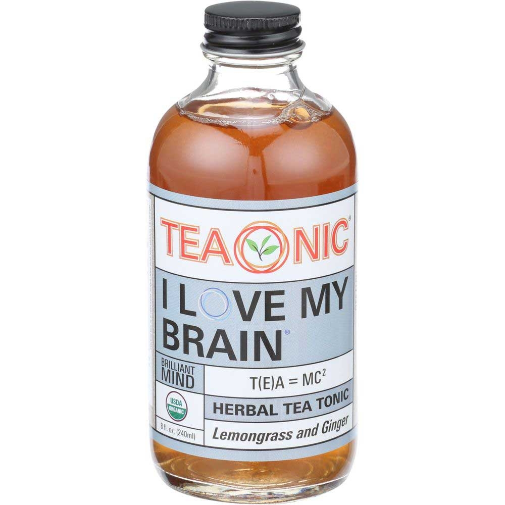 Teaonic I Love My Brain Organic Lemongrass Ginger Herbal Tea Tonic, 8 Fluid Ounce -- 6 per case