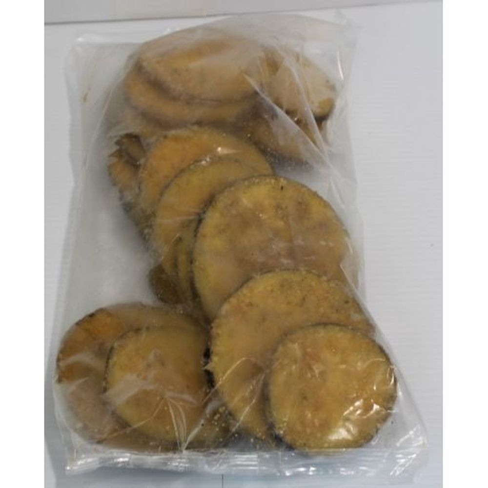 Comarco 1/4 inch Breaded Skin On Eggplant Round, 10 Pound