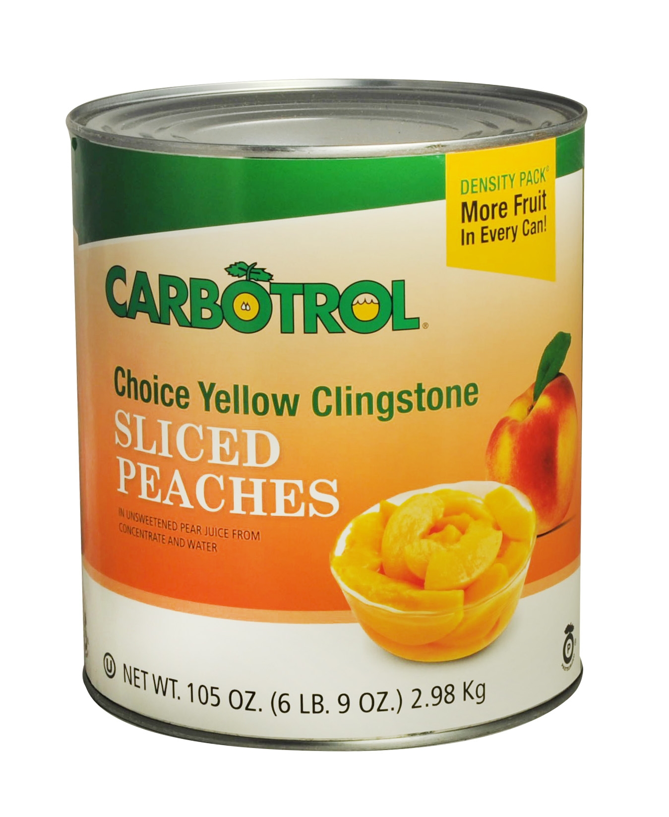 Carbotrol Yellow Clingstone Sliced Peaches, 105 ounce -- 6 per case