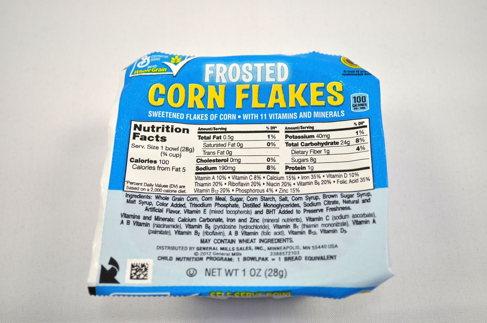 General Mills Frosted Corn Flake Cereal, 1 Ounce -- 96 per case.