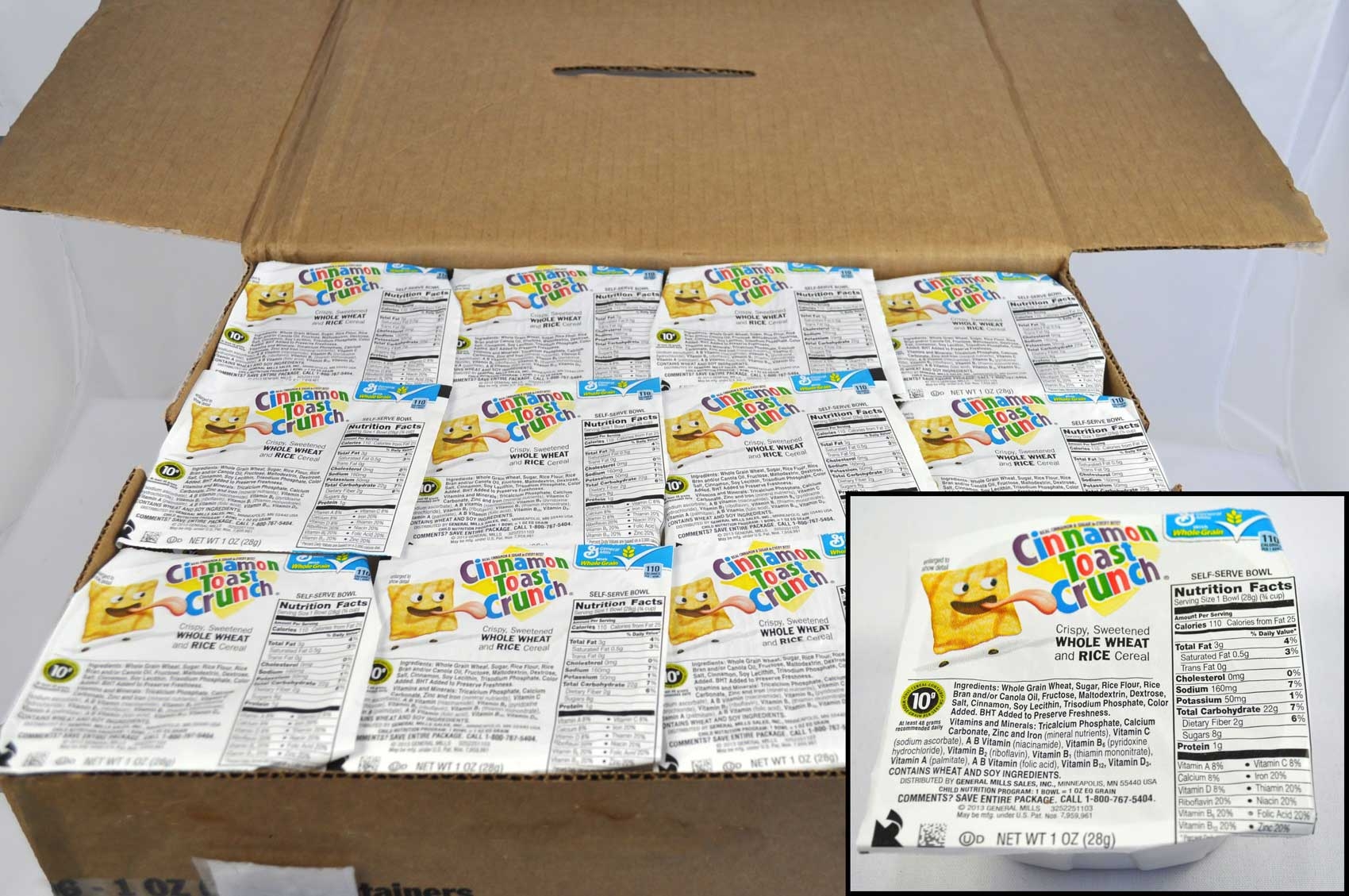 General Mills Cinnamon Toast Crunch Cereal, Bowl Pak, 1 Ounce -- 96 per case.