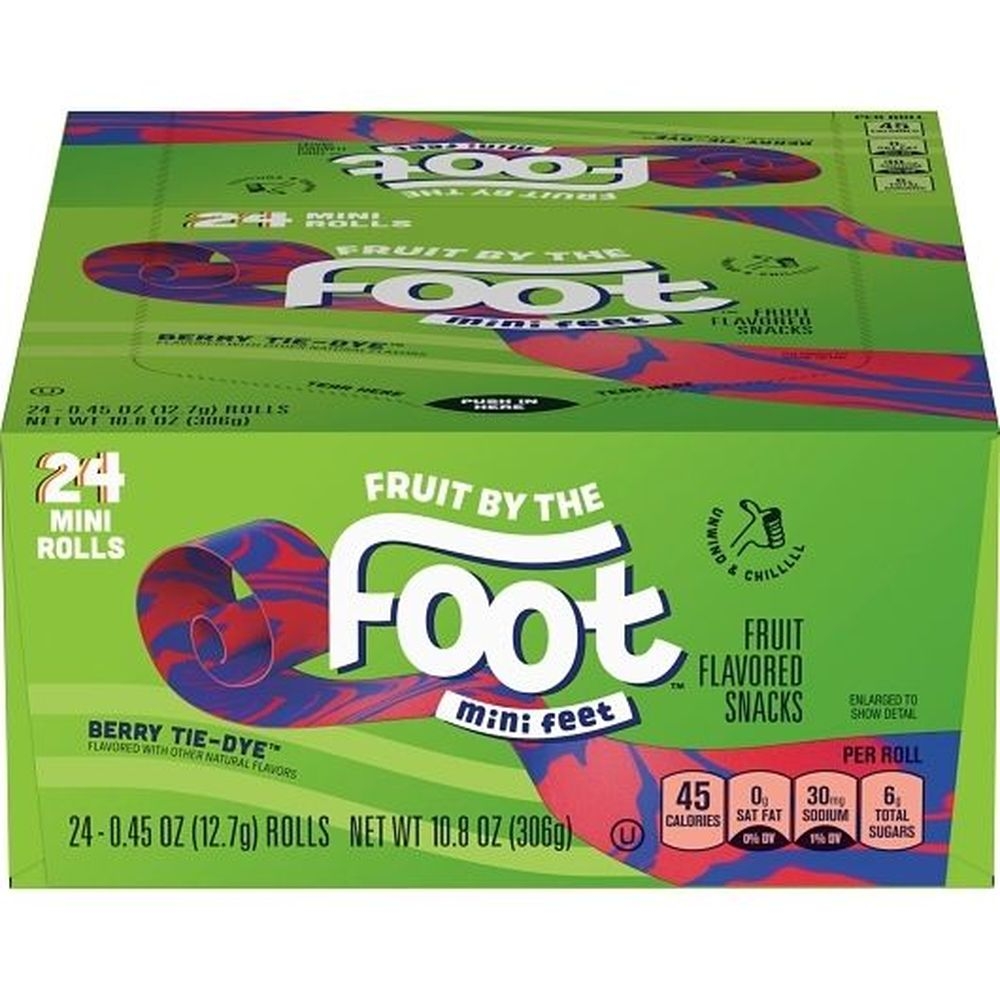 Fruit By The Foot Berry Tie Dye Mini Feet Fruit Flavored Snacks, 0.45 Ounce -- 144 per case