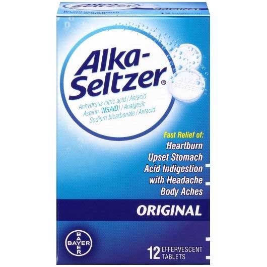 Alka-Seltzer Original Effervescent Tablet with Aspirin - 12 count per pack -- 48 packs per case