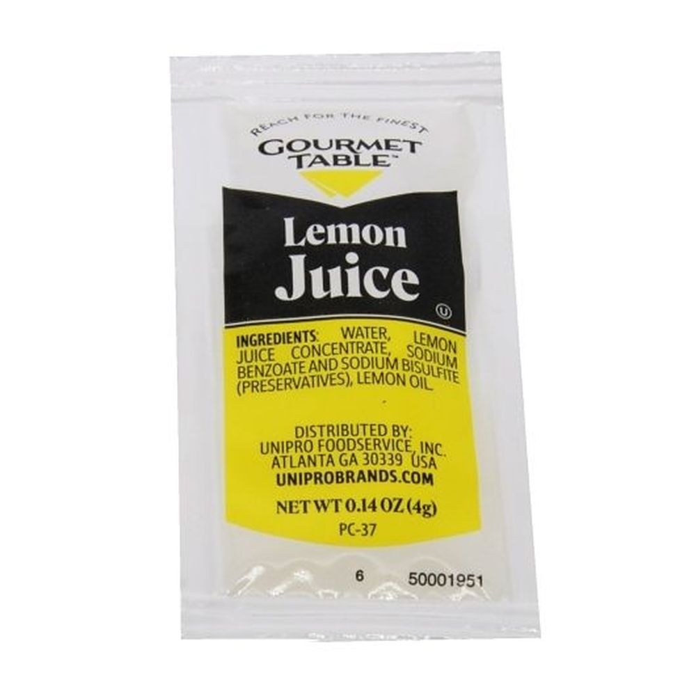 Gourmet Table Lemon Juice, 4 Gram Pouch - 200 per case