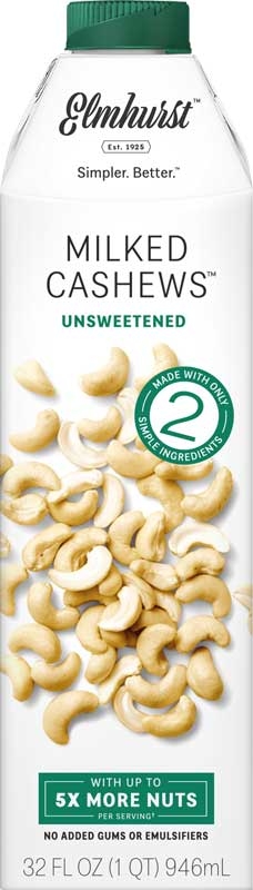 Elmhurst Milked Unsweetened Cashews, 32 Fluid Ounce -- 6 per case