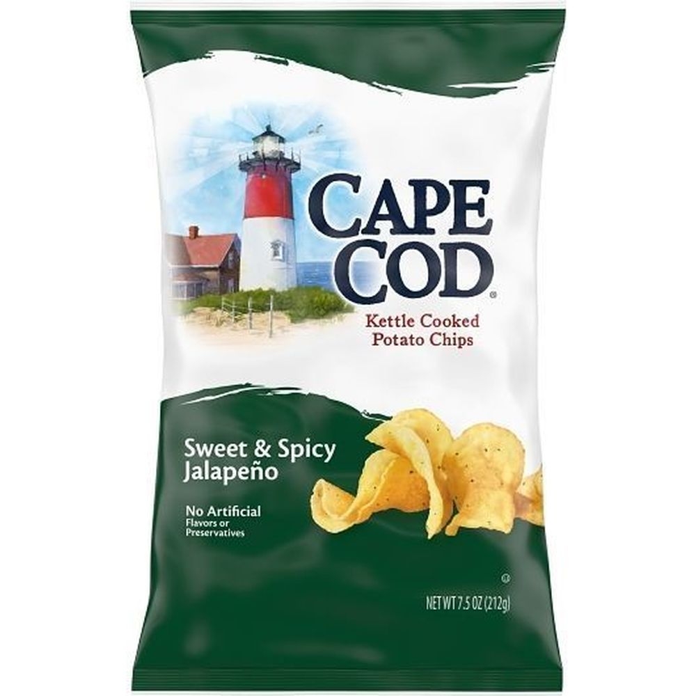 Cape Cod Sweet and Spicy Jalapeno Kettle Cooked Potato Chips, 7.5 Ounce -- 12 per case
