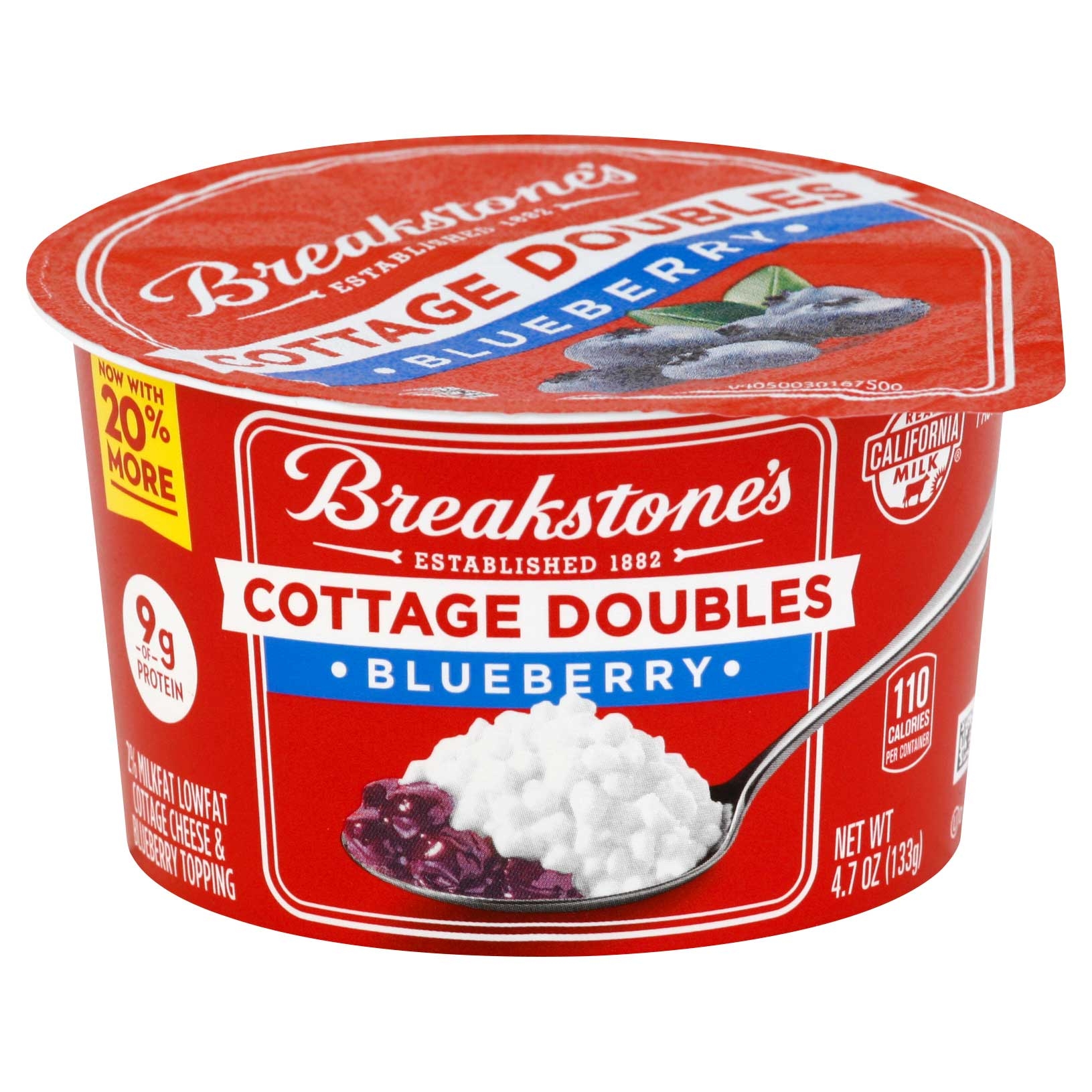 Breakstones Cottage Doubles Blueberry Cottage Cheese, 4.7 Ounce -- 12 per case.