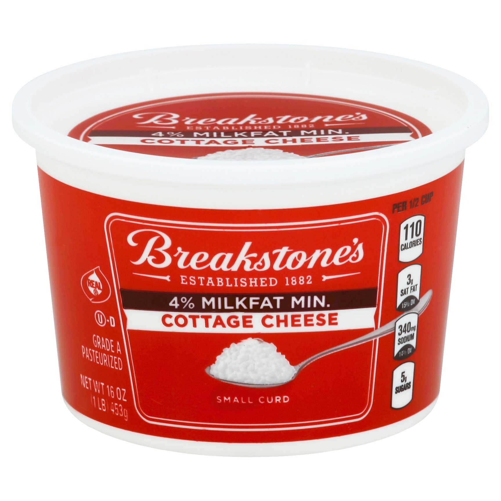 Breakstone's Small Curd 4 Percent Milk Fat Min Cottage Cheese, 16 Ounce -- 12 per case
