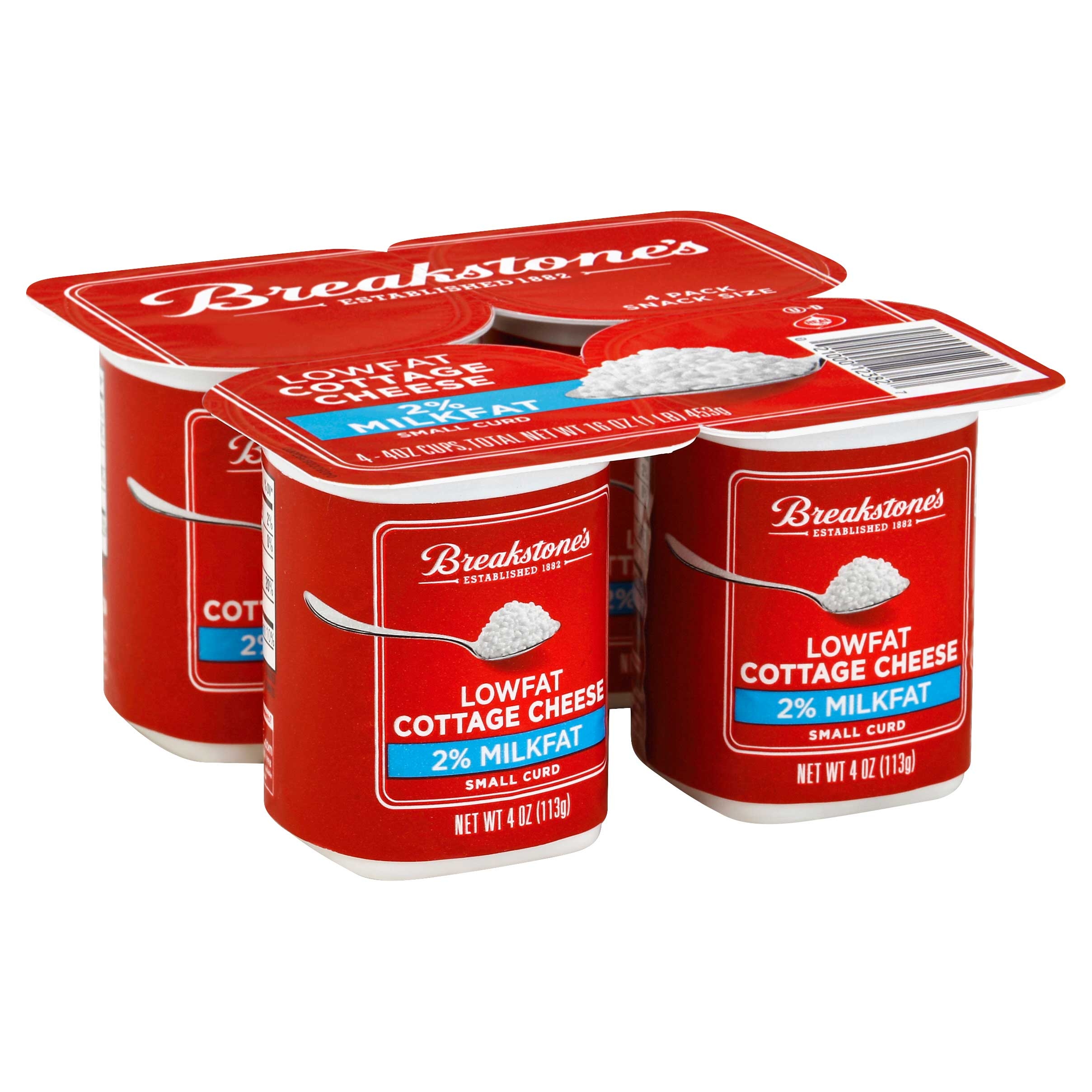 Kraft Breakstones Small Curd Cottage Cheese, 4 Ounce - 4 per pack -- 8 packs per case.