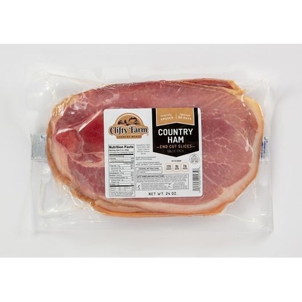 Clifty Farm Country Meats Bone in End Ham Slice, 24 Ounce -- 10 per case