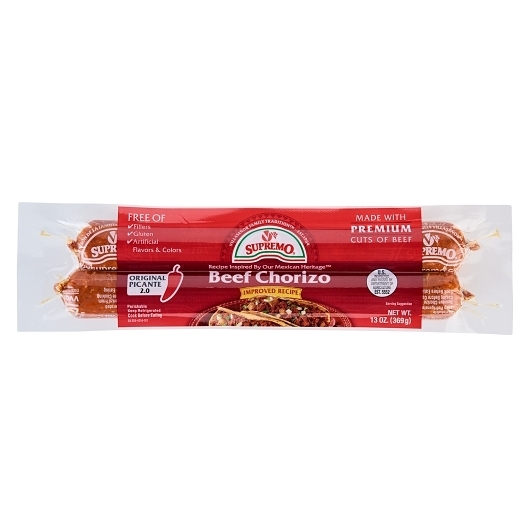 Supremo Chorizo Beef Mexican Style Sausage No Fillers, 13 Ounce -- 12 per case