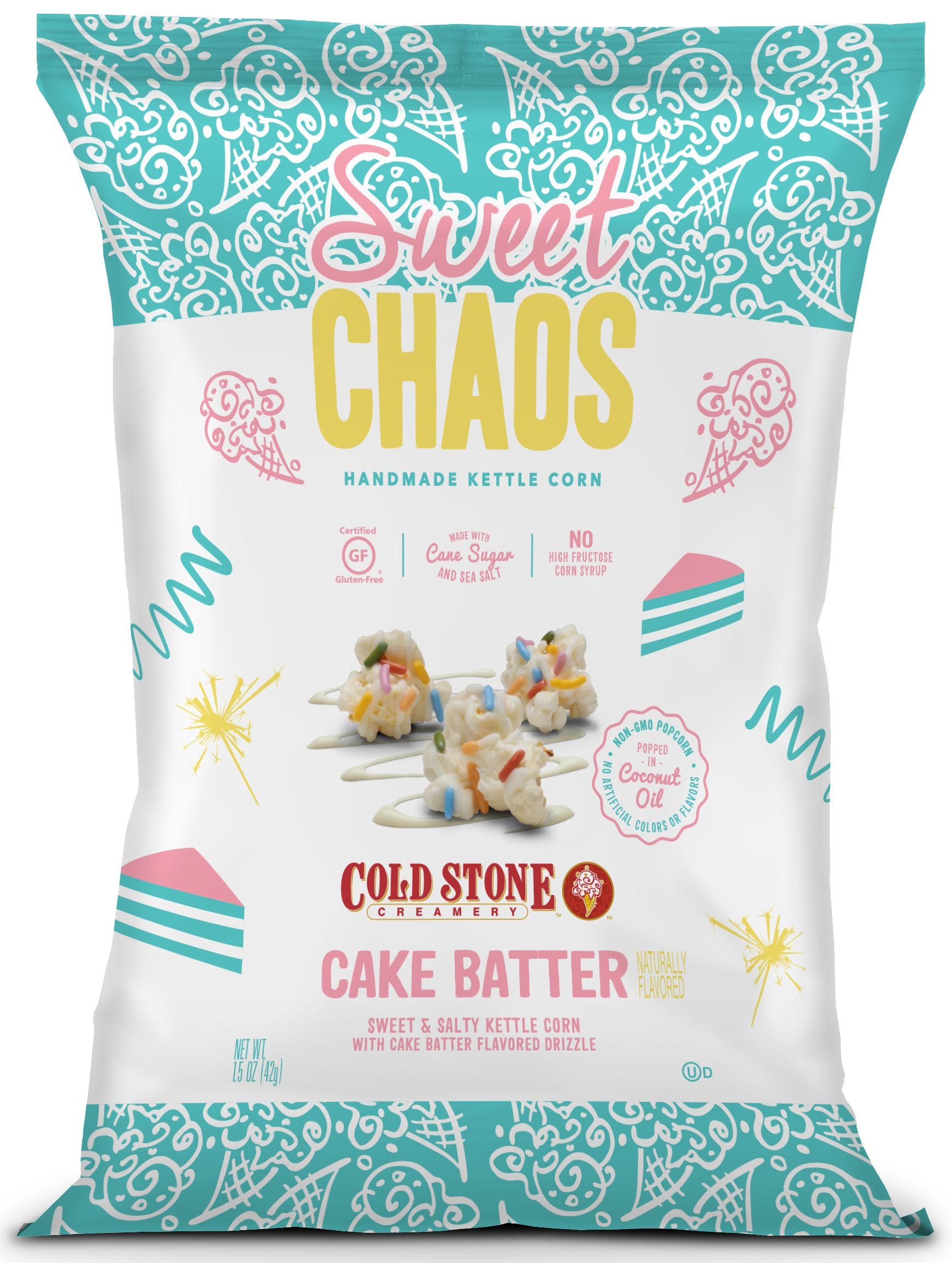 Sweet Chaos Sweet and Salty Kettle Corn with Cake Batter Flavored Drizzle, 1.5 Ounce -- 8 per case