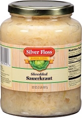 Silver Floss Shredded Sauerkraut -- 32 oz. glass jar, 12 jars per case.