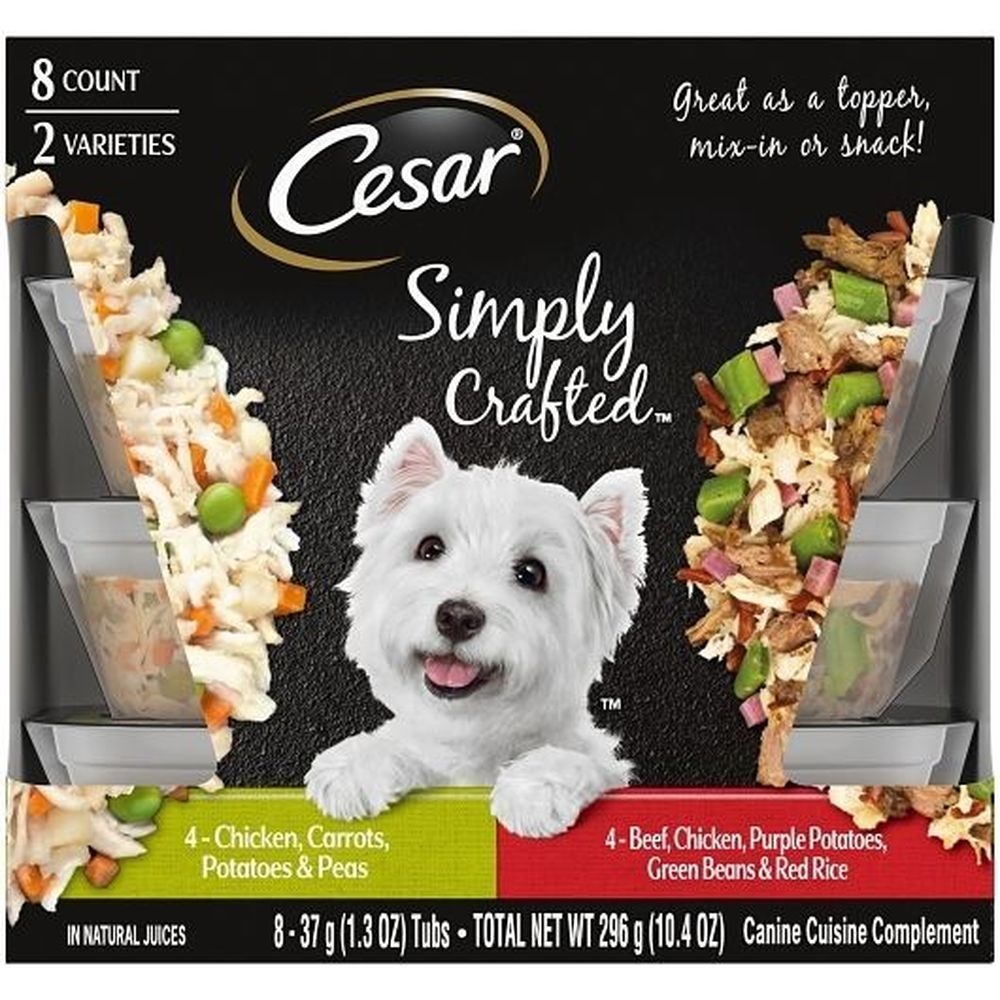 Cesar Simply Crafted 2 Four Flavor Wet Dog Food, 16 count