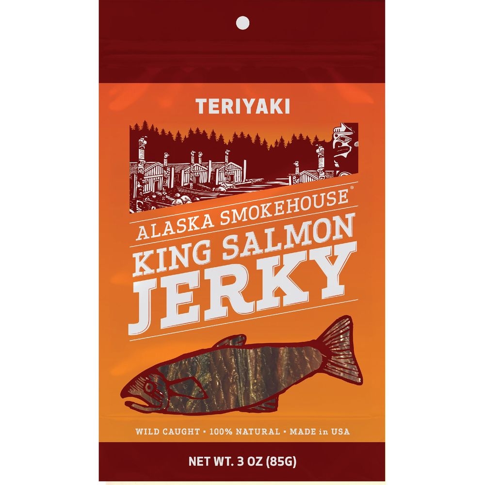 Alaska Smokehouse Teriyaki Smoked King Salmon Jerky, 3 Ounce -- 12 per case