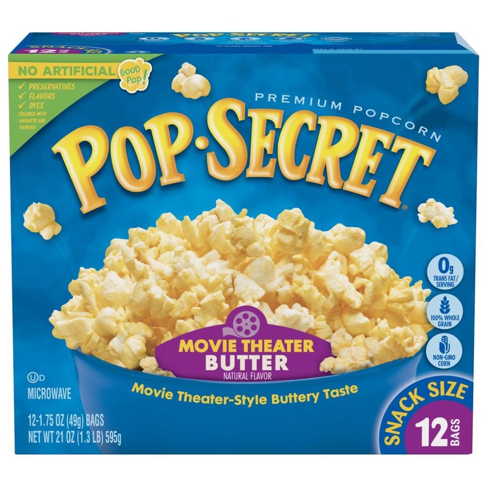 Pop Secret Movie Theater Butter Flavor Microwave Popcorn - Snack Bag, 21 Ounce -- 4 per case