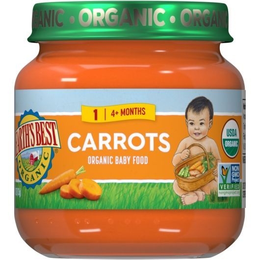 Earths Best Organic Non Gmo Pureed Carrots Baby Food, 4 Ounce Jar -- 10 per case