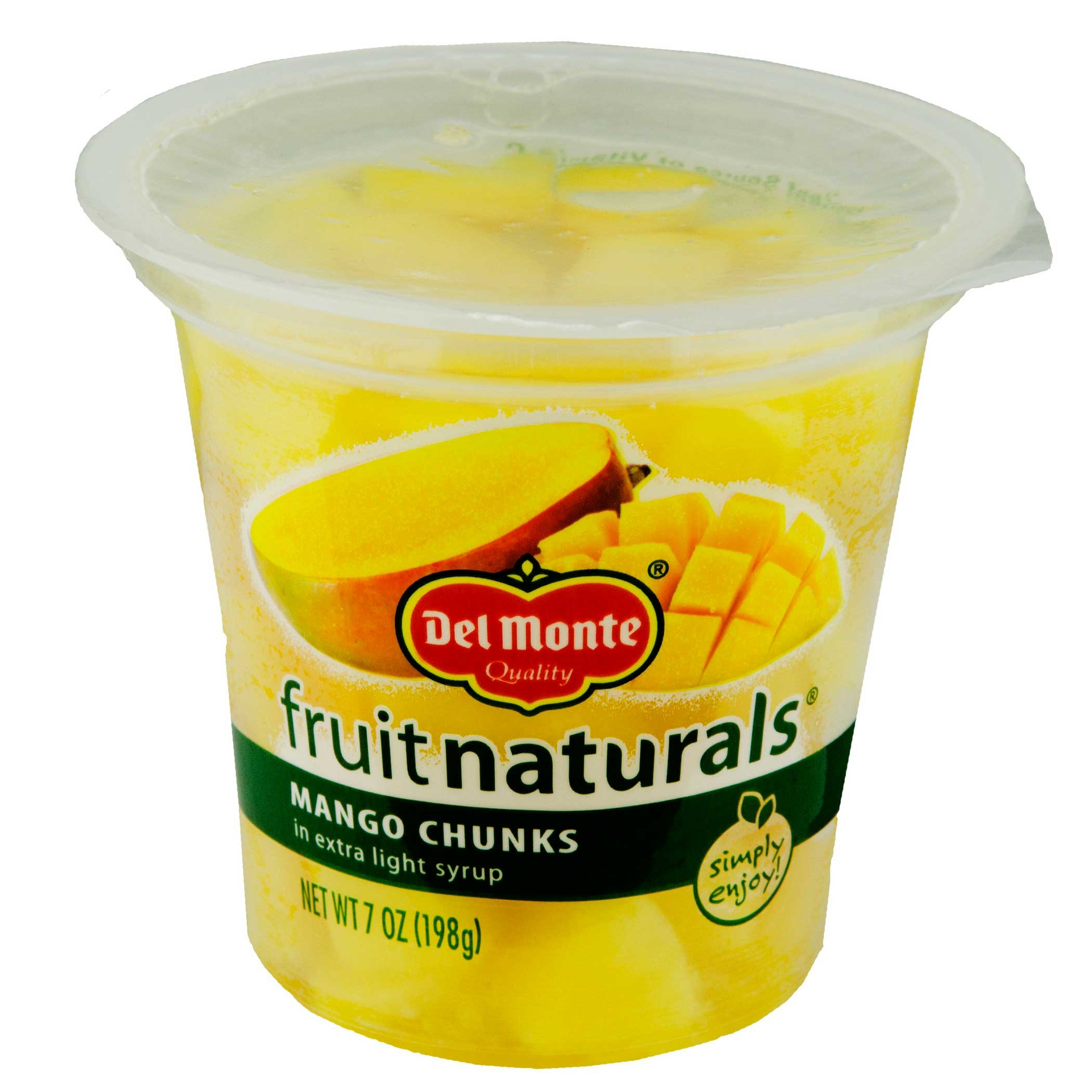 Del Monte Fruit Naturals Mango Chunks in Extra Light Syrup, 7 Ounce Cup -- 12 per case.