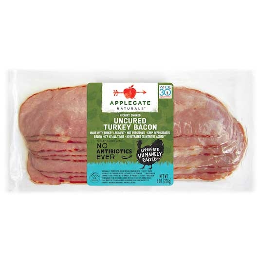 Applegate Antibiotic Free Uncured Turkey Bacon, 8 Ounce -- 12 per case