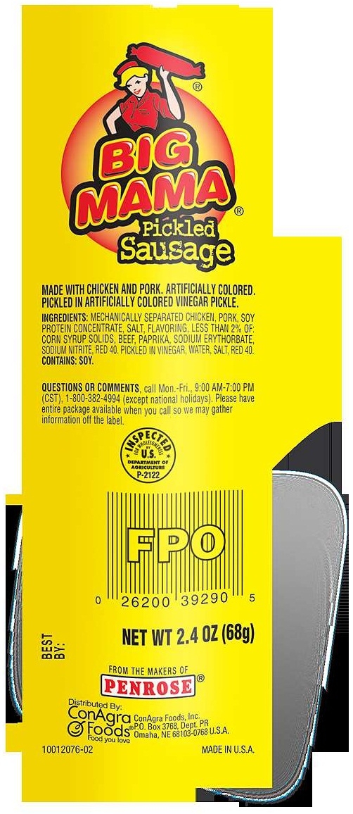 Conagra Big Mama Pickled Sausage, 2.4 Ounce -- 72 per case