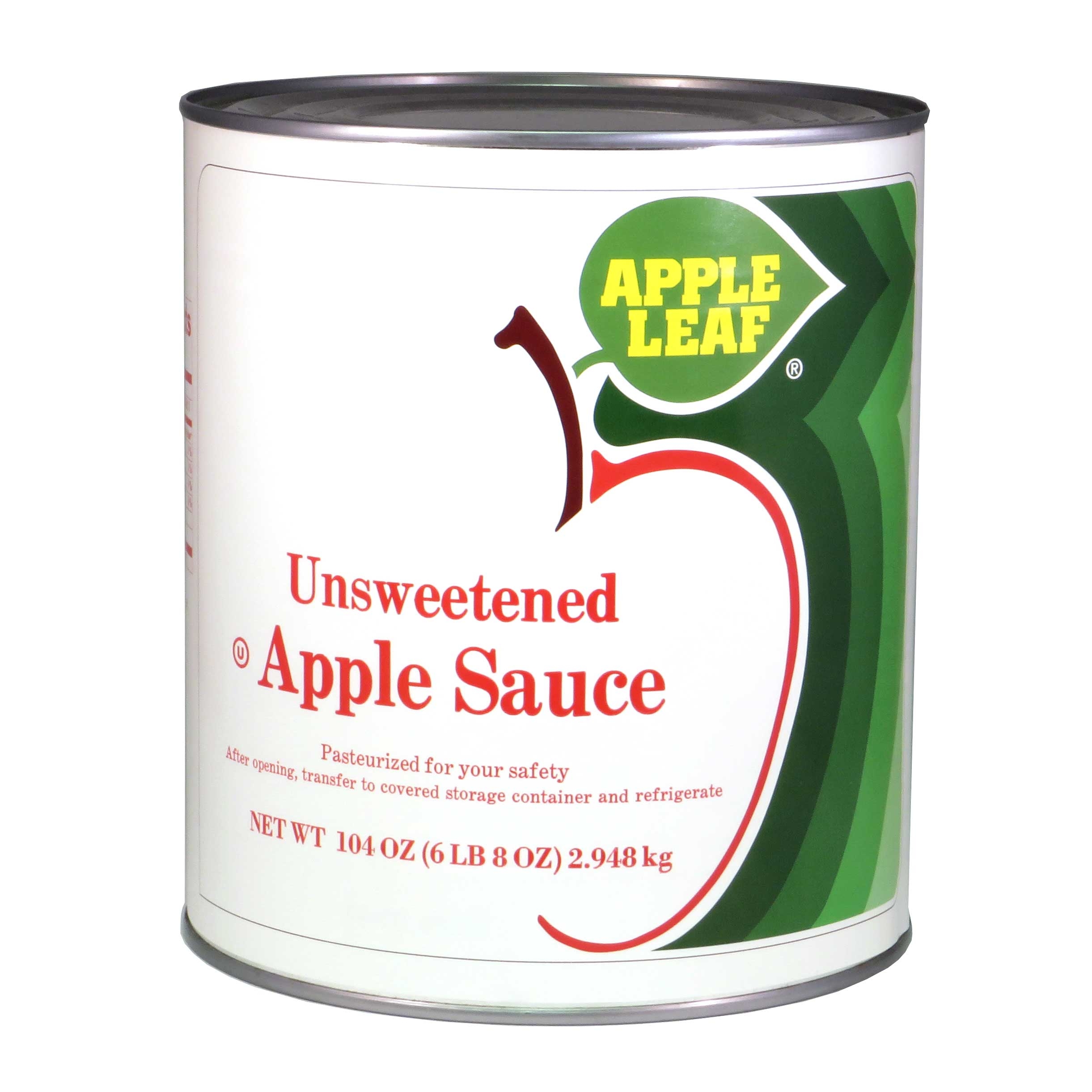 Apple Leaf Unsweetened Apple Sauce, 104 Ounce -- 6 per case.