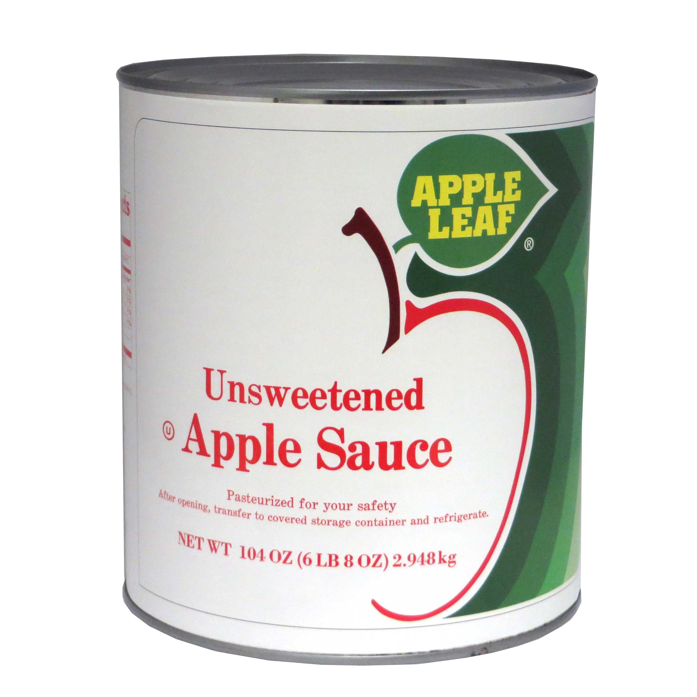 Apple Leaf Unsweetened Apple Sauce, 104 Ounce -- 6 per case.